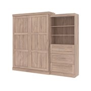 Bestar Pur Queen Murphy Bed and Storage Unit with Drawers (101W) in rustic brown 26881-000009